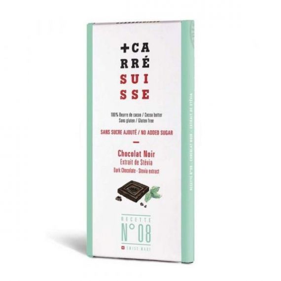 Tableta Chocolate Negro con Stevia 100gr. Carré Suisse. 10 Unidades