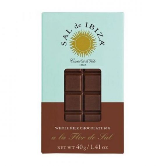 Mini Chocolate con leche y Flor de Sal Bio 40gr. Sal de Ibiza. 12 Unidades