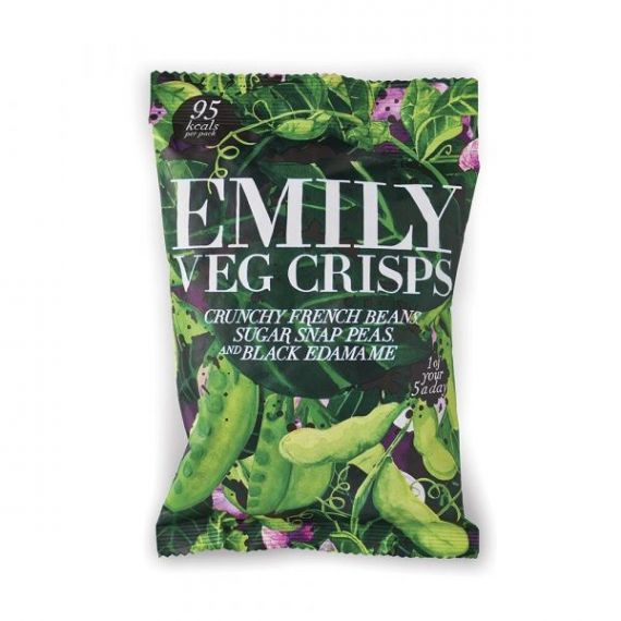 Chips de Judias Verdes y Edamame 23gr. Emilly Crisps. 12 Unidades