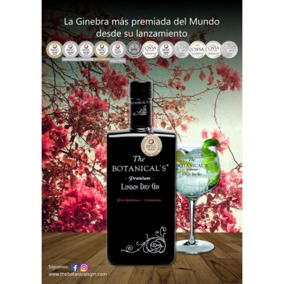 Gin The Botanical's, 100 cl. 42,5º - Premium London Dry Gin (MEDALLA DE ORO IWSC)