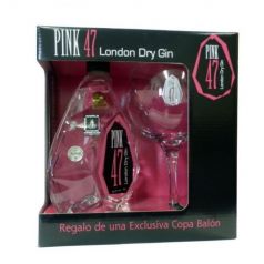 Pink Premium London Dry Gin -Pack Gin Pink 47, 70 cl. 47% + COPA BALÓN serigrafiada